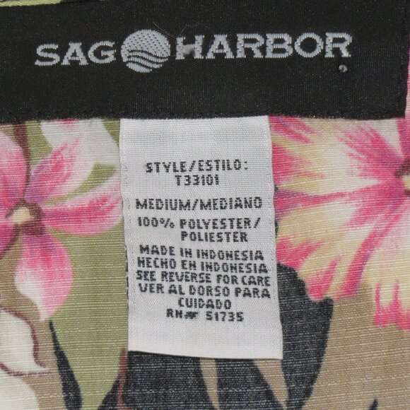 Sag Harbor Hawaiian Floral Print Short Sleeve Button Up Shirt Size M (C866) - Picture 6 of 6